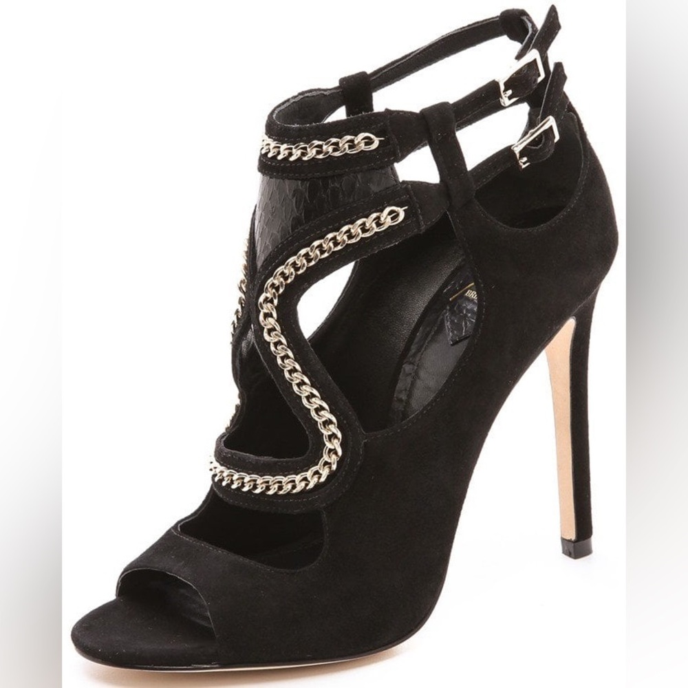 B Brian Atwood Lollita Chain-Trim Cutout Sandals